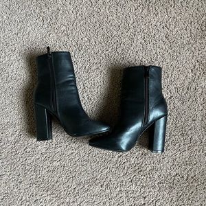 Black high heeled boots